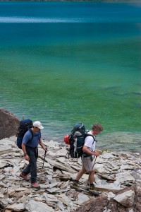 Josef and Bruce hiking around Assiniboine Lake