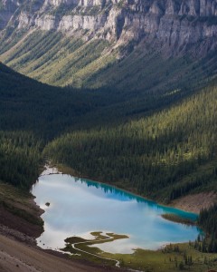 Looking down on Assiniboine Lake