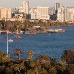 View of the ferry jetty on the Swan River, from Kings Park, Perth