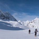 Skiing up the Glacier du Brenay