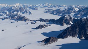 The Mt. Vancouver side of the chain of peaks separating Seward and Hubbard glaciers, Kluane National Park