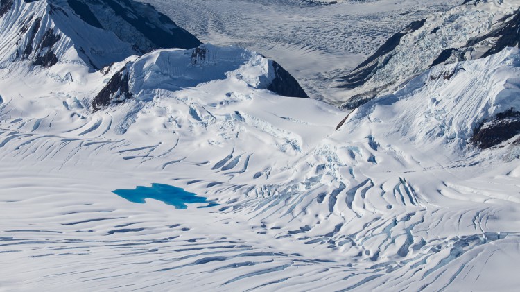 Crevasse field and glacial lake south of Mt. Vancouver, Kluane National Park