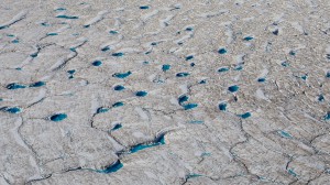 Lakes and streams on Lowell Glacier, Kluane National Park