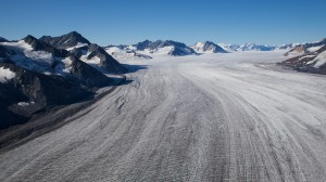 Looking west up the Lowell Glacier, Kluane National Park