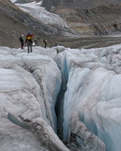 Deep crevasse on the Cummins glacier.