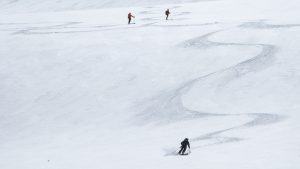 Mike making creamy turns on the Robertson glacier.
