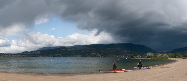 Relaxing on Kelowna beach as another storm comes in from the north